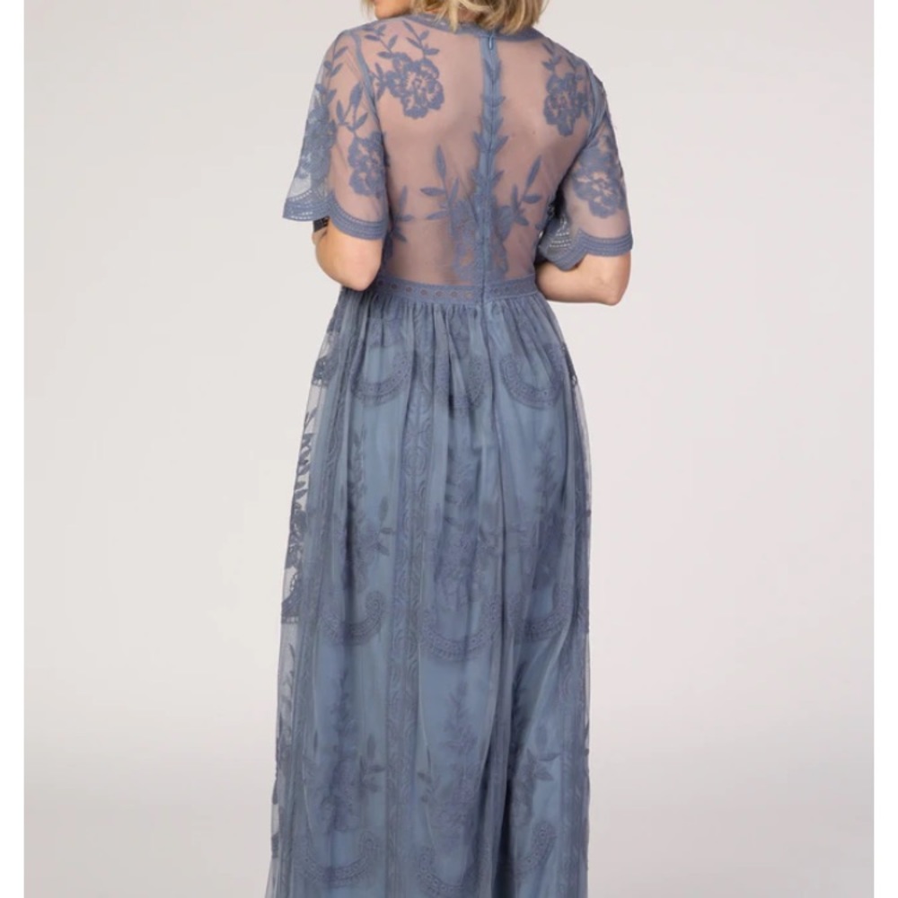 Pinkblush Dusty Blue Lace Maxi Dress